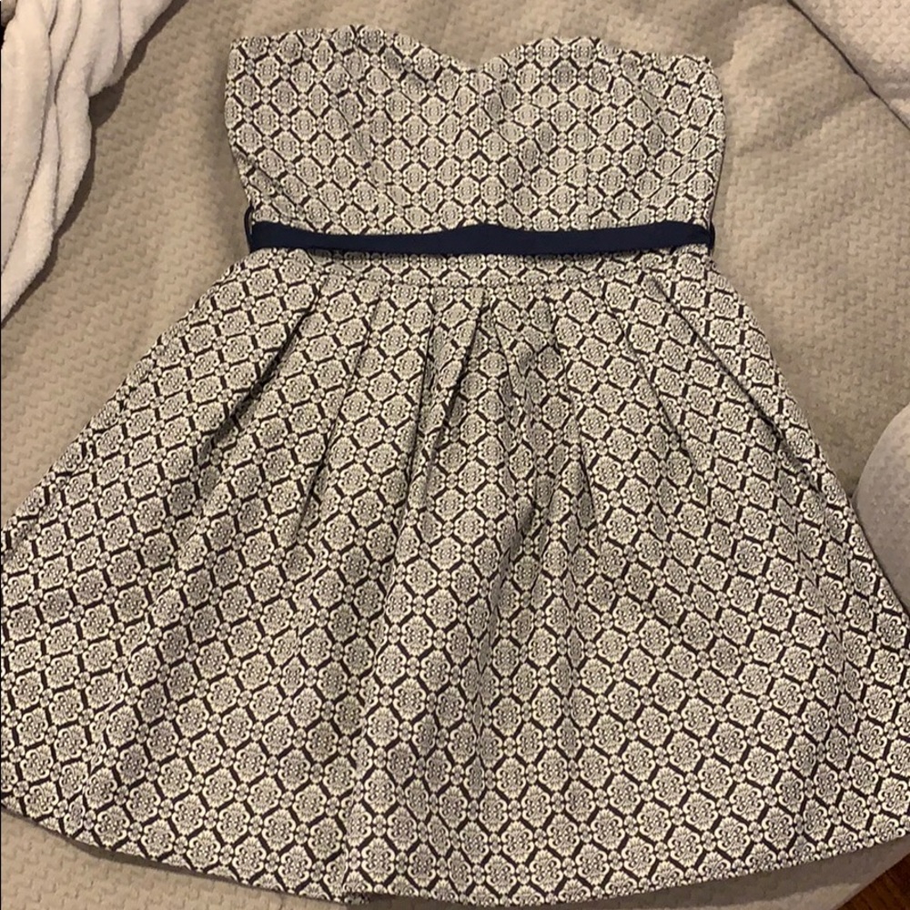 Navy and cream mini skater dress